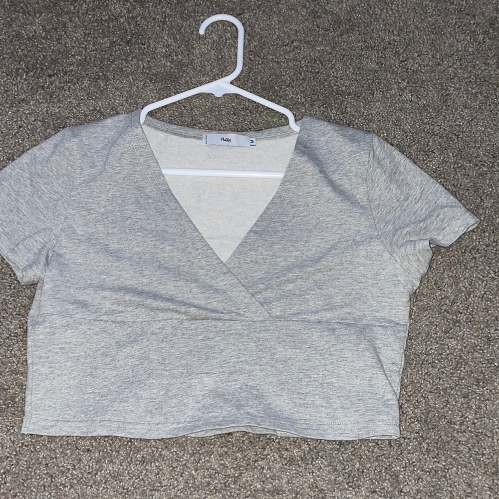 Grey cross cross crop top